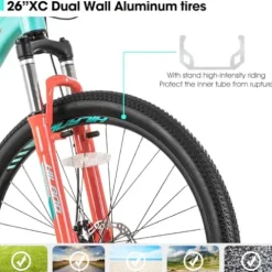 HH HILAND Women’s 26 Inch Mountain Bike 21-Speed Green&Red