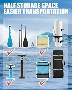 Highpi Inflatable Stand Up Paddle Board Vertically Center-Folded SUP Pink Wood