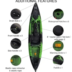 Hipicute 13FT Fishing Kayak Green Camo with Paddle & Comfortable Seat, 400LBS Capacity