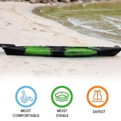 Hipicute 13FT Fishing Kayak Green Camo with Paddle & Comfortable Seat, 400LBS Capacity