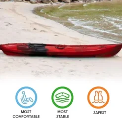 Hipicute 13FT Sit-on-Top Fishing Kayak for 2 Adults with Paddle & Comfortable Seat, Reddish Black