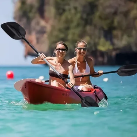 Hipicute 13FT Sit-on-Top Fishing Kayak for 2 Adults with Paddle & Comfortable Seat, Reddish Black