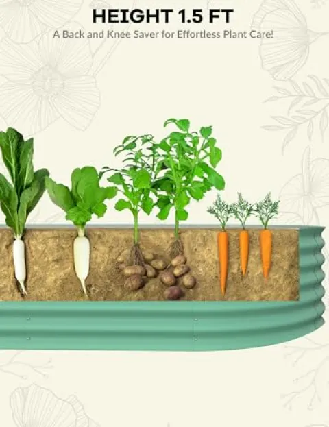 Hipicute 2Pcs Galvanized Raised Garden Bed 10x4x1.5ft Green