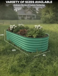 Hipicute 2Pcs Galvanized Raised Garden Bed 10x4x1.5ft Green