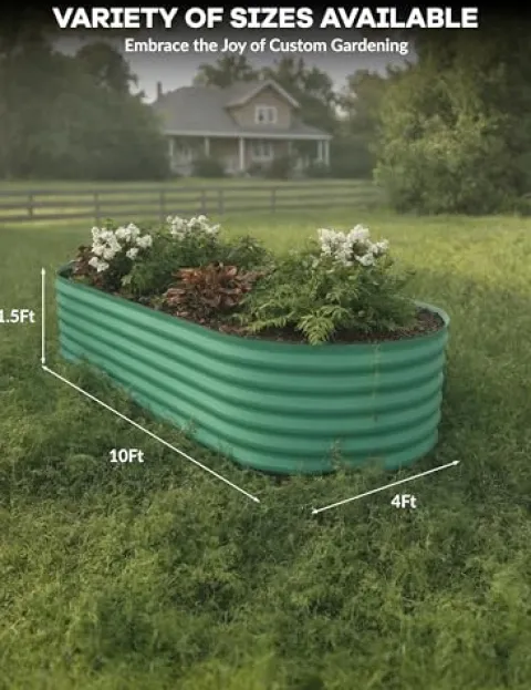 Hipicute 2Pcs Galvanized Raised Garden Bed 10x4x1.5ft Green