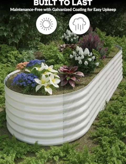 Hipicute 2Pcs 8x4ft Galvanized Raised Garden Bed Beige