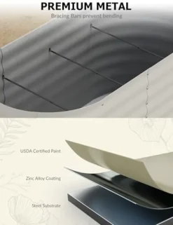 Hipicute 2Pcs 8x4ft Galvanized Raised Garden Bed Beige