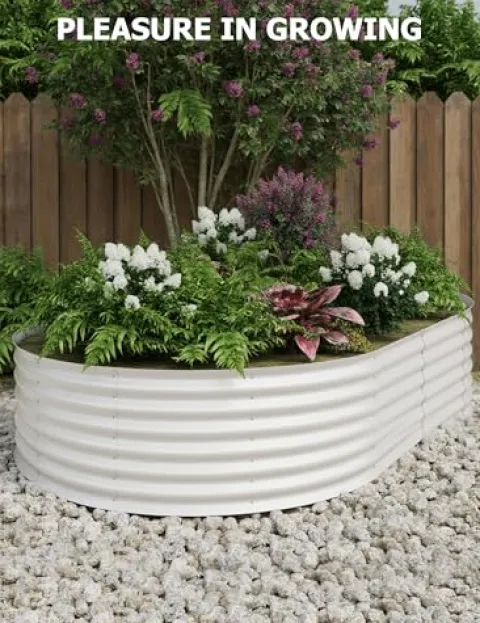 Hipicute 2Pcs 8x4ft Galvanized Raised Garden Bed Beige