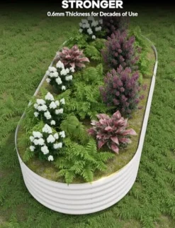 Hipicute 2Pcs 8x4ft Galvanized Raised Garden Bed Beige