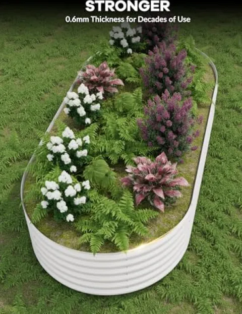 Hipicute 2Pcs 8x4ft Galvanized Raised Garden Bed Beige