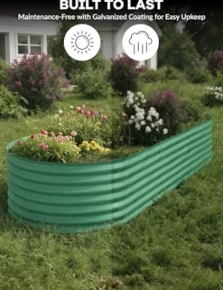 Hipicute 2Pcs 10x4x1.5ft Galvanized Raised Garden Bed Green