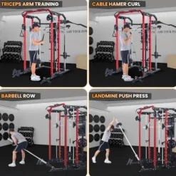 Hipicute Power Cage Smith Machine 2400 LBS All-in-One Red