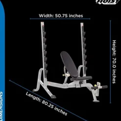 HOIST Fitness Olympic Weight Bench 7-Position Adjustable Full-Body Strength Training Bench Foldable