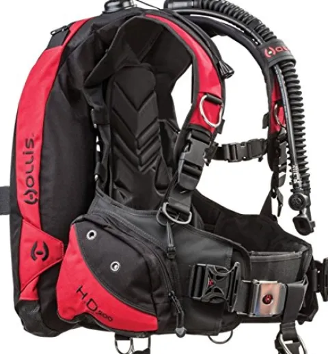 Hollis HD200 BC/BCD Weight Integrated Scuba Diving Buoyancy Compensator Black (Large)