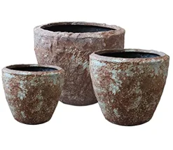 HomeRoots 1″ X 21″ X 17″ Rocky Round Tall Planter Brown