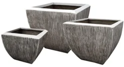 HomeRoots Large Distressed Ribbed Flower Pot Planter Gray