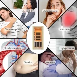 Homsido Far Infrared Mini Indoor Sauna Hemlock Wood Beige