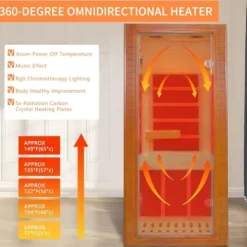 Homsido Home Sauna Far Infrared Mini Low-EMF Single Indoor Wooden Canadian Hemlock Sauna Mini Hemlock Sauna