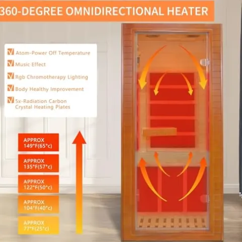 Homsido Home Sauna Far Infrared Mini Low-EMF Single Indoor Wooden Canadian Hemlock Sauna Mini Hemlock Sauna