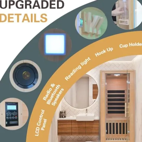 Homsido Infrared Home Sauna Room 1 Person Hemlock Wooden Indoor Sauna Spa