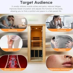 HOSAUNA 1 Person Infrared Sauna Hemlock Wood with LCD Control 980W Indoor