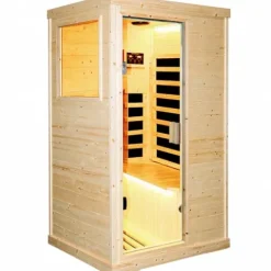 HOSAUNA 1 Person Spruce Wood Low EMF FAR Infrared Home Sauna with Control Panel