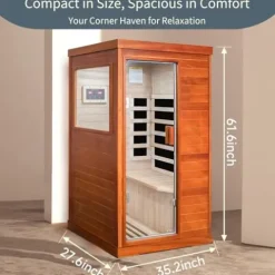 HOSAUNA Far Infrared Indoor Sauna for 1 Person with Control Panel