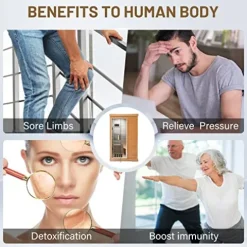 HOSAUNA Far Infrared Sauna 1-Person Canadian Hemlock Wood Indoor Spa 800W