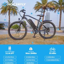 HOVERFLY OUREA Electric Bike 26″ 750W Peak Motor Mountain Ebike White