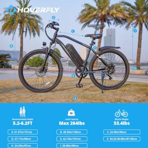 HOVERFLY OUREA Electric Bike 26″ 750W Peak Motor Mountain Ebike White