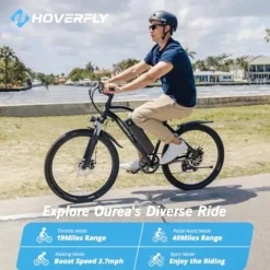 HOVERFLY OUREA Electric Bike 26″ 750W Peak Motor Mountain Ebike White
