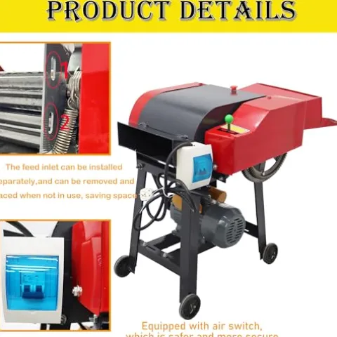 HQHAOTWU 6-Blade Hay Cutter Pulverizer Grass Silage Machine Red