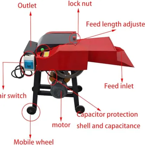HQHAOTWU 6-Blade Hay Cutter Pulverizer Grass Silage Machine Red