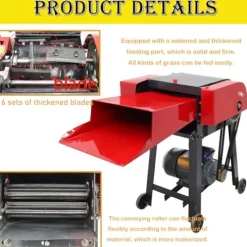 HQHAOTWU 6-Blade Hay Cutter Pulverizer Grass Silage Machine Red