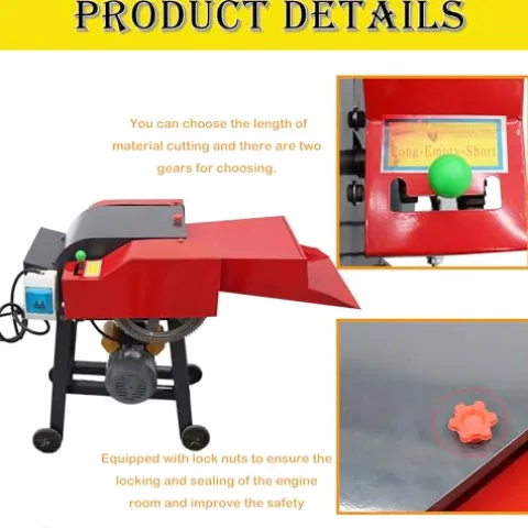 HQHAOTWU 6-Blade Hay Cutter Pulverizer Grass Silage Machine Red