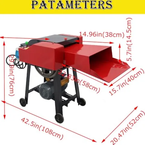 HQHAOTWU 6-Blade Hay Cutter Pulverizer Grass Silage Machine Red