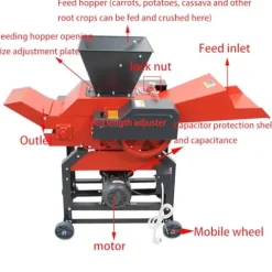HQHAOTWU 4-Blade Hay Cutter and Kneading Machine Red