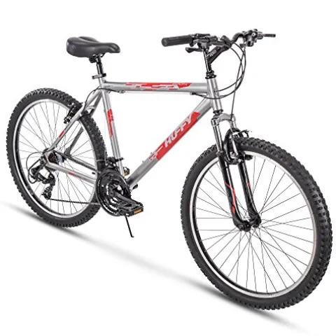 Huffy Escalate Hardtail Mountain Trail Bike – 26″ Wheel/18 inch Frame Gloss Nickel