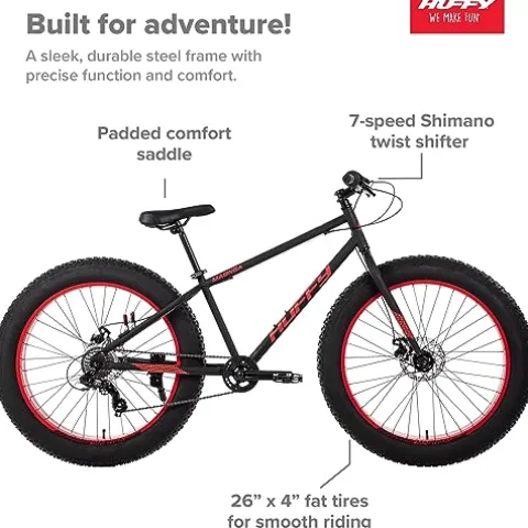 Huffy Maunga Mens Fat Tire Bike Black and Red