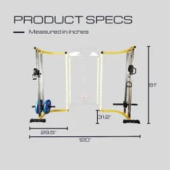 HulkFit Cable Crossover Weightlifting Pulley System Yellow