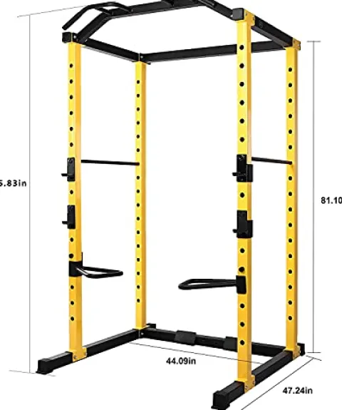 HULKFIT Home Gym Power Cage with Optional Attachments – Black & Yellow