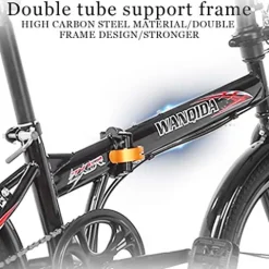 HUUH Folding Bikes for Adults 20″ 7 Speed City Folding Compact Bike Bicycle Urban Commuter Black