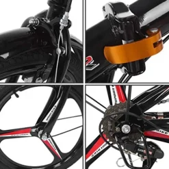 HUUH Folding Bikes for Adults 20″ 7 Speed City Folding Compact Bike Bicycle Urban Commuter Black