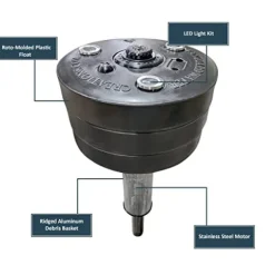 Hydro-Torque Series Vanguard Floating Fountains for Lake, Pond, Pool | 1 HP, 100′ Power Cord, 5 Spray Patterns Black