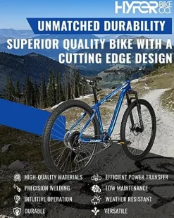 Hyper Mountain Bike 29 Inch Trail Bike with Shimano 9 Speed Shifters and Lightweight Aluminum Frame (Blue)
