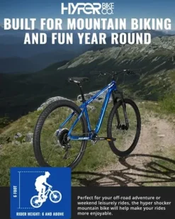 Hyper Mountain Bike 29 Inch Trail Bike with Shimano 9 Speed Shifters and Lightweight Aluminum Frame (Blue)