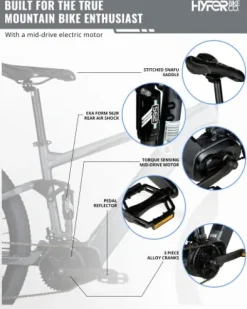 Hyper Toy Company Hyper E-Ride Electric Mountain Bike for Adults 29 Inch Matte Grey