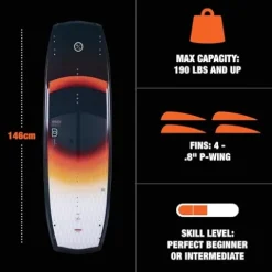 Hyperlite Baseline Wakeboard + Remix Bindings Wakeboard Package Black/Orange 146cm