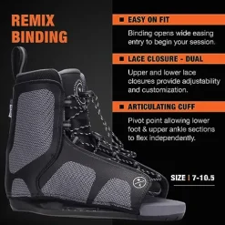 Hyperlite Cryptic Wakeboard Package with Remix Bindings Black 138cm (7-10.5)