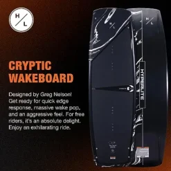 Hyperlite Cryptic Wakeboard Package with Remix Bindings Black 138cm (7-10.5)